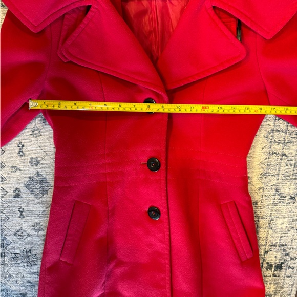 VENUS | LONG JACKET & COAT | RUFFLE COLLAR | HOODED | POCKETS | RED | SIZE 2 - Picture 8 of 9